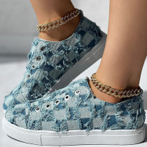 Zapatos cómodos redondos de patchwork casual azul