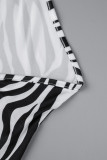 Черно-белые сексуальные повседневные комбинезоны с открытой спиной и лямкой на шее размера плюс