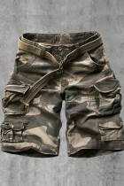 Pantalones cortos casuales de camuflaje al aire libre para hombre verde militar