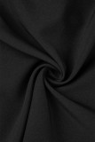 Черные сексуальные повседневные элегантные пуговицы с принтом и V-образным вырезом, платье-рубашка, платья