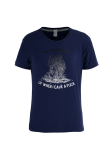 Camisetas azul marinho street com estampa de caveira retalhos gola O
