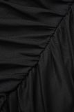 ブラック セクシー ソリッド 中空アウト パッチワーク バックレス オフショルダー ロング スリーブ ドレス