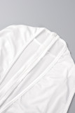 Witte Sexy Casual Werk Solid Slit Mesh V-hals Losse Jumpsuits