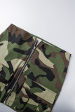 Camouflage Sexy Camouflage Stampa Patchwork Senza spalline Senza spalline Senza maniche Due pezzi