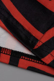 Macacão roxo com estampa casual patchwork decote em V plus size