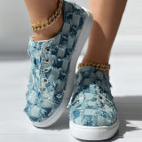 Zapatos cómodos redondos de patchwork casual azul