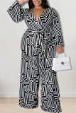 Paarse Casual Print Bandage Patchwork V-hals Plus Size Jumpsuits