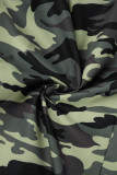 Camouflage Casual Street Camouflage Print Bandage Patchwork Schnalle Umlegekragen Normale Strampler