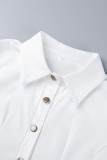 Witte Sexy Casual Elegante Print Effen Patchwork Knopen Overhemd Kraag Taille Rok Jurken