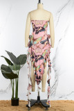 Цветное сексуальное лоскутное платье без бретелек с асимметричным принтом Платья