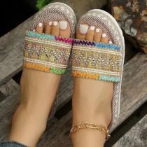 Colour Casual Patchwork Round Comfortable Wedges Shoes