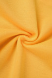 Gele casual stevige vesten broek O hals mouwloos twee stukken