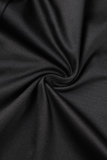 ブラック カジュアル プリント パッチワーク バックレス スリット オブリークカラー ペンシル スカート ドレス