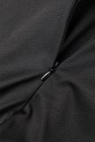 Vestidos de falda de lápiz de cuello oblicuo con abertura sin espalda de patchwork con estampado casual negro
