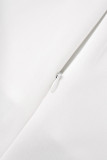Bianco Casual Solido Patchwork Piega con cintura Asimmetrico O collo senza maniche Due pezzi (con cintura)