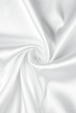 Weiße, lässige, bedruckte, asymmetrische, unregelmäßige Patchwork-Kleider mit V-Ausschnitt