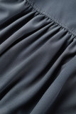 Cinza casual patchwork liso com zíper cintura alta tipo A cor sólida