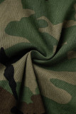 Camouflage Sexy Casual Rue Camouflage Imprimé Boucle Haute Ouverture Chemise Col Manches Courtes Deux Pièces
