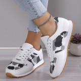 Cream White Casual Sportswear Daily Patchwork Round Comfortable Out Door Sport Running Shoes