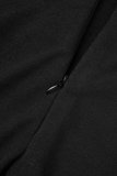 Patchwork sólido informal negro con cinturón fuera del hombro manga larga dos piezas (con cinturón)
