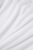 Прозрачные прозрачные однотонные лоскутное шитье белого цвета с круглым вырезом и длинным рукавом из двух частей