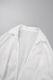 Белые сексуальные уличные вечерние однотонные прозрачные платья с V-образным вырезом и юбкой в ​​один шаг