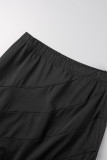 Pantaloni in tinta unita dritti skinny con patchwork di nappine in tinta unita da strada casual nera