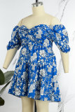 Rosenrotes, süßes Patchwork-Kleid mit V-Ausschnitt in A-Linie in Übergröße