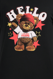 Camisetas con cuello en O de patchwork con estampado de personajes negros