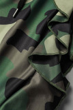 Gele casual camouflageprint patchwork normale hoge taille conventionele volledige printbroek