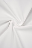 Vita sexiga solida klänningar med hög öppning turtleneck oregelbunden klänning