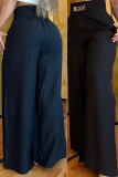 Абрикосовые повседневные сплошные карманные металлические аксессуары украшения свободные широкие штаны сплошной цвет