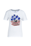 Witte casual sportkleding print patchwork T-shirts met letter O-hals
