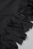 Vestidos de festa de rua sexy pretos lisos vazados ombro a ombro