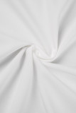 Bianco Casual Street Elegante Solid Backless Balza Piega Halter Senza maniche Due pezzi
