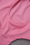 Trajes de baño sin espalda transparentes ahuecados sólidos sexy rojo rosa