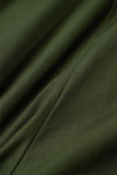 Grüne lässige Patchwork-Kontrast-Röhrenhose mit hoher Taille und Lautsprecher-Patchwork