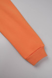 Arancione Casual Lettera Basic Collo con cappuccio Manica lunga Due pezzi