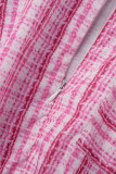 Pagliaccetto regolare con colletto rovesciato patchwork con stampa casual rosa