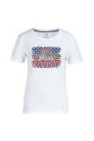 T-shirts sportswear imprimés quotidiens patchwork lettre O cou bleu marine