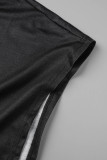 T-shirts noirs basiques à col rond et imprimés décontractés