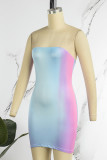 Цветное сексуальное платье без бретелек без рукавов с принтом на спине Платья