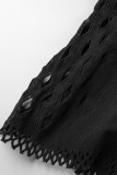 Черные сексуальные сплошные выдолбленные платья-юбки с открытой спиной и без бретелек