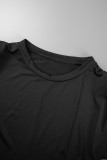 Zwart Casual Solid Standaard O-hals Mouwloos Tweedelige kleding