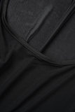 Vestidos de manga larga con cuello en O transparente sin espalda con retazos de mariposa sexy negra