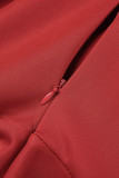 Röda Casual Solid Basic O-hals ärmlösa klänningar