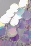 Kleur sexy patchwork pailletten kettingen rugloze haltertops