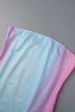 Kleur sexy print backless strapless mouwloze jurkjurken