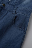 Ковбойские синие сексуальные повседневные однотонные облегающие джинсовые комбинезоны без рукавов с v-образным вырезом