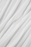 Белые повседневные уличные элегантные однотонные с открытой спиной и воланами, с завязками на шее, без рукавов, из двух частей